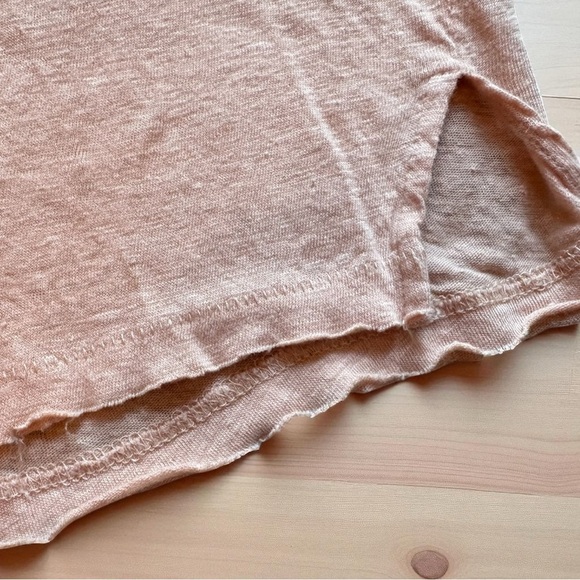 RAG & BONE Lottie Slub Knit Linen Tee – Pale Pink Peach – Raw Hem – XS - Picture 8 of 15